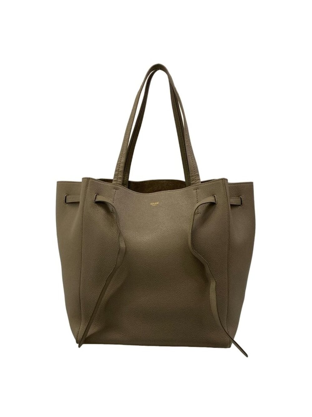 Celine Tote Bag Cabas Phantom Small with Belt Gray Beige Leather